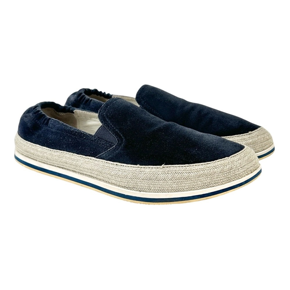 PRADA Sport Linea Rossa St. Tropez Navy Blue Suede Espadrille Slip On Shoes - Picture 2 of 9
